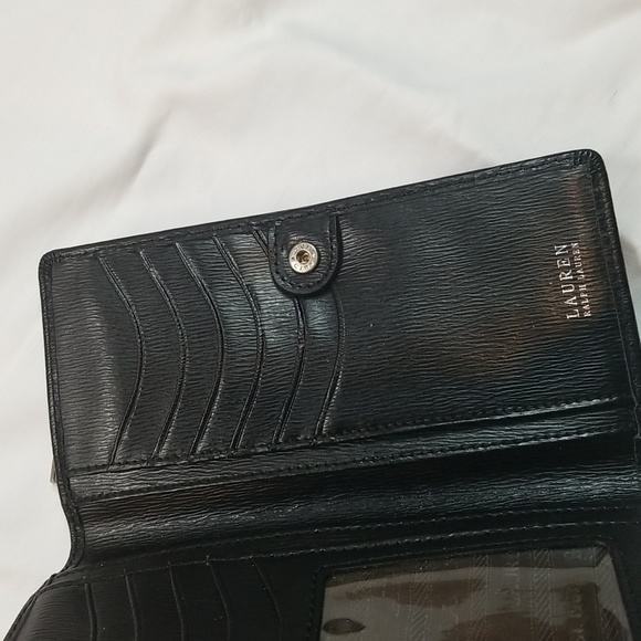 - Ralph Lauren Black Leather Sloan Street Textured Slim Long Carryall Wall… - Picture 4 of 8